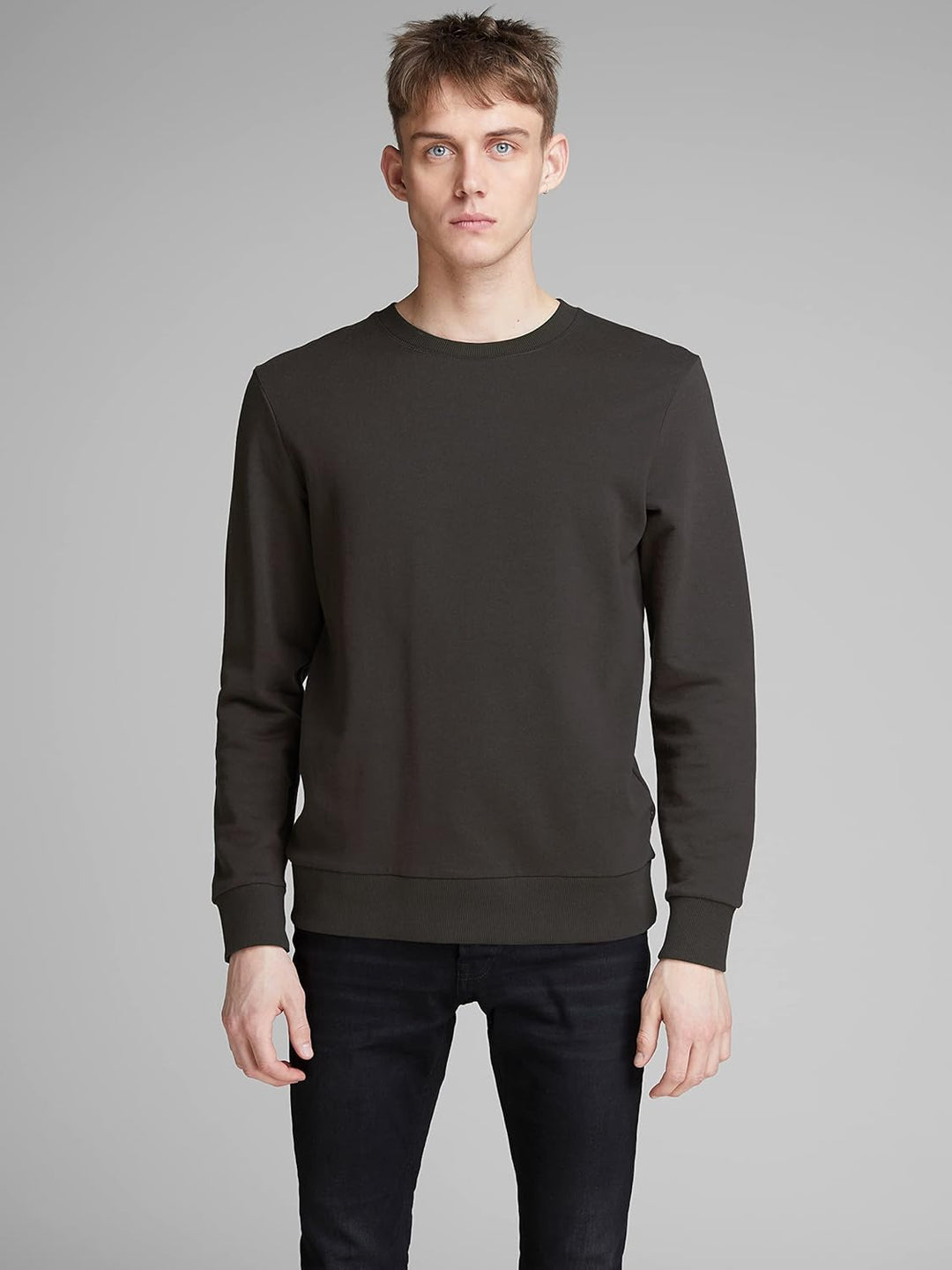 JACK & JONES Male Sweatshirt Klassisches S Grau (Raven/Reg Fit), S Grau (Raven/Reg Fit)