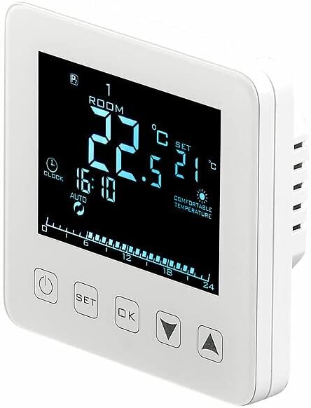 revolt Raumthermostat Digital: 2er-Set Wand-Thermostate für Fussbodenheizung, LCD, Touch-Tasten (The