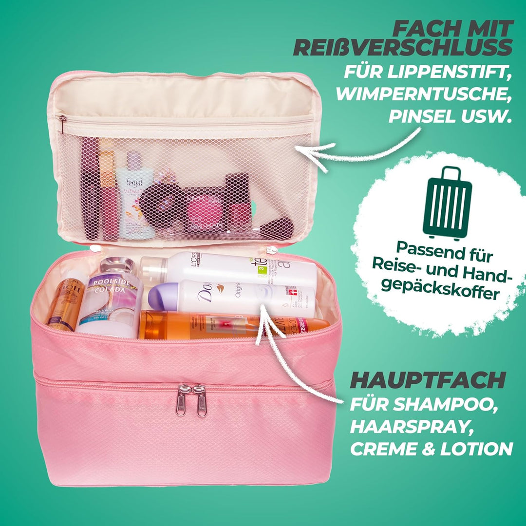 Extra grosser Reise Organizer für Damen, Premium Kosmetiktasche und Kulturtasche für Unterwäsche, Ko