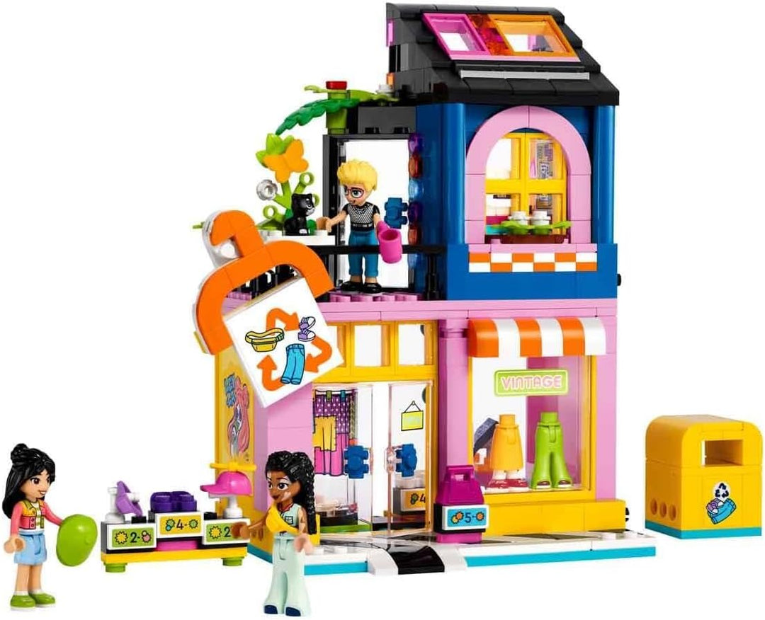 LEGO Friends Vintage-Modegeschäft, Bausatz für Kinder mit Spielzeug-Laden, Figuren und Katze, Modell