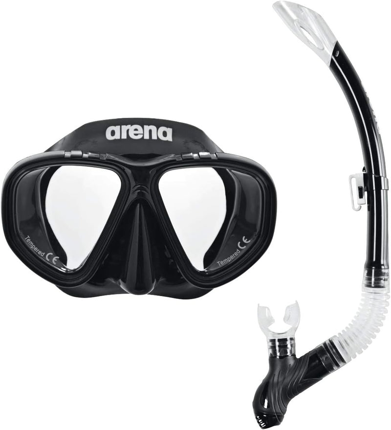 arena Unisex Premium Schnorchelausrüstung-Set, gehärtete Doppelgläser, Brillenmaske, grosser Gurt Ei