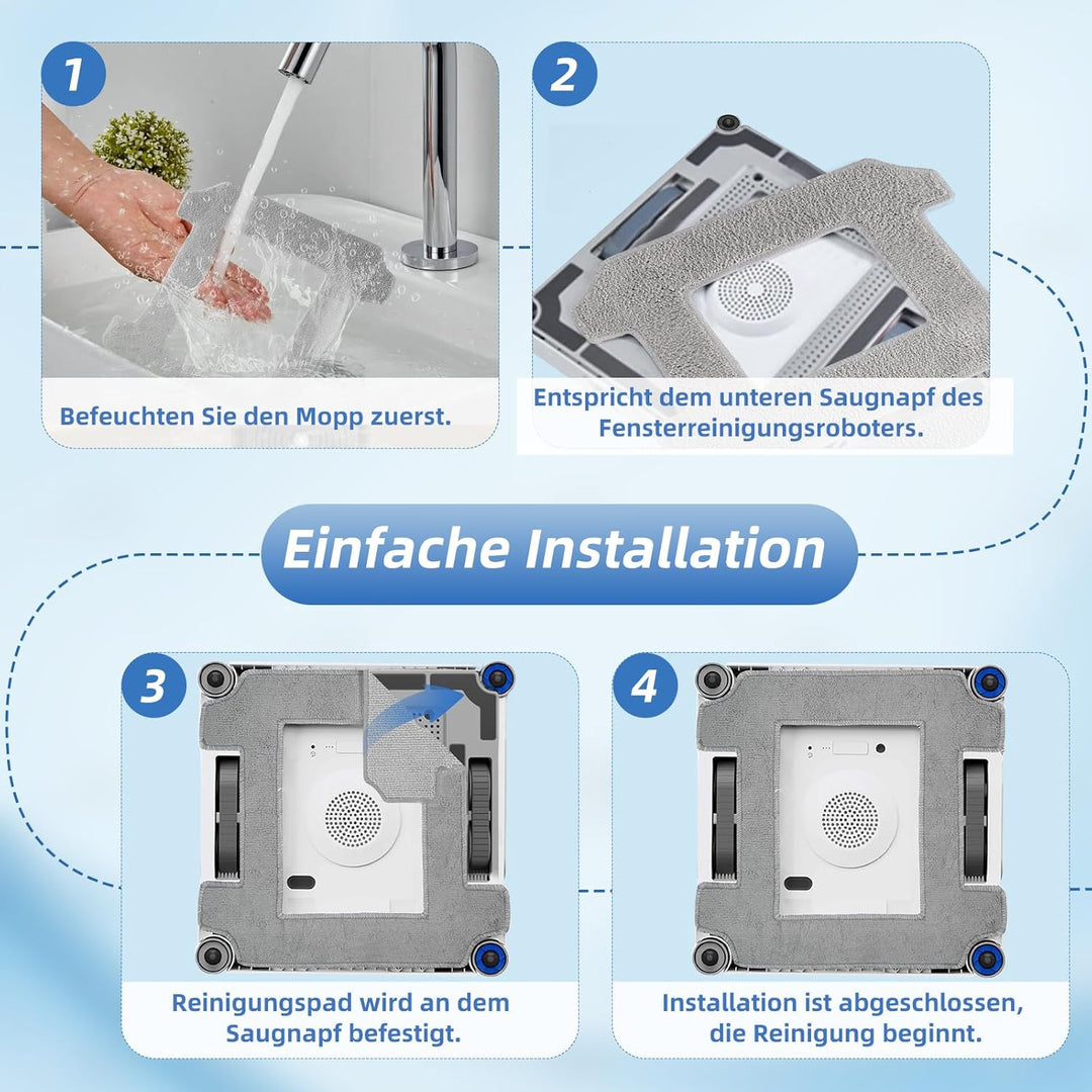 16 Stück Reinigungstücher für ECOVACS WINBOT W2S / W2S Omni Fensterputzroboter, Waschbares Mikrofase