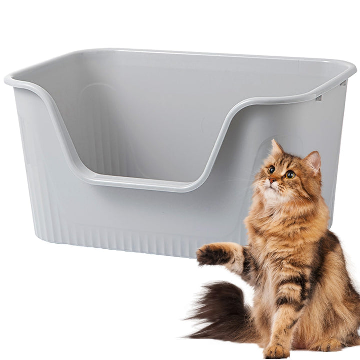 Vealind Katzenklo Offen, Gross Katzentoilette, Hoher Rand Katzenklo, Katzentoiletten mit Hohem Rand