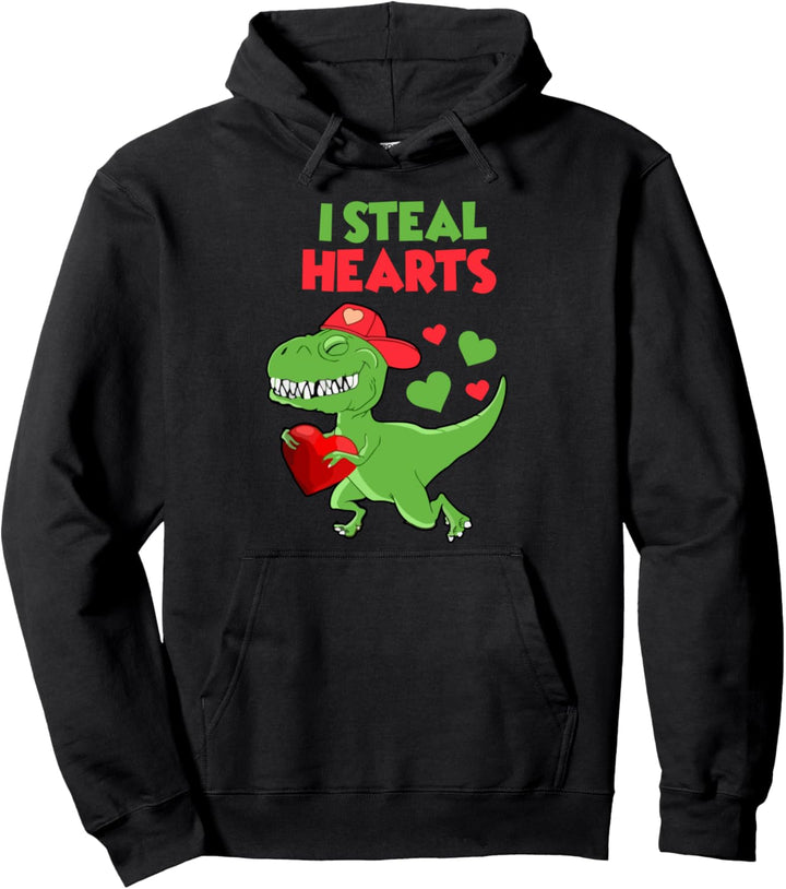Valentines Day Kids Dinosaur T-Rex Lover - I Steal Hearts Pullover Hoodie
