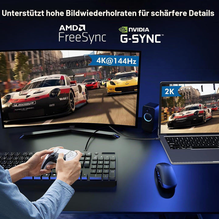 Ablink USB C auf DisplayPort 1.4 Kabel 5m [8K@60Hz, 4K@144Hz, 2K@240Hz] Thunderbolt 4/3 Kompatibel,