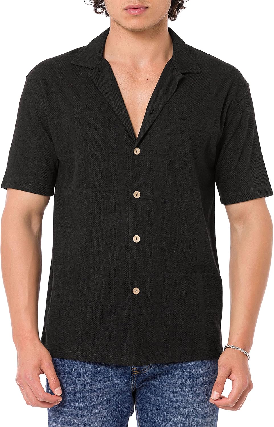 Redbridge Hemd für Herren Freizeit-Hemd Kurzarm Leichter Stoff XXL Schwarz, XXL Schwarz