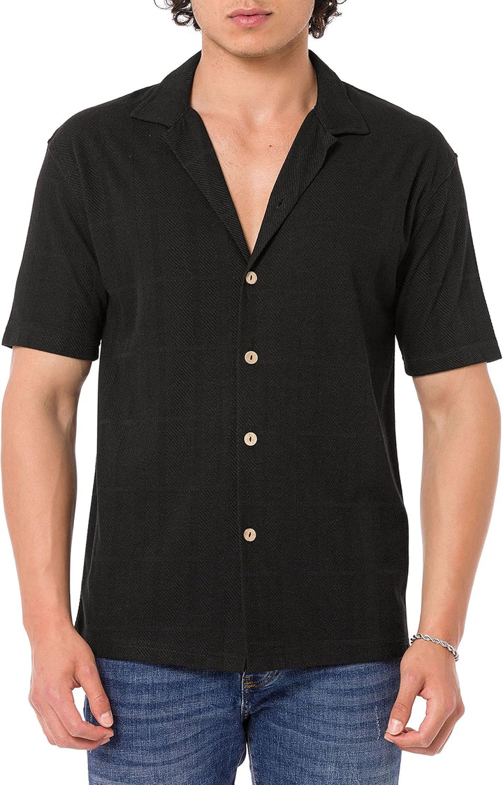 Redbridge Hemd für Herren Freizeit-Hemd Kurzarm Leichter Stoff XXL Schwarz, XXL Schwarz