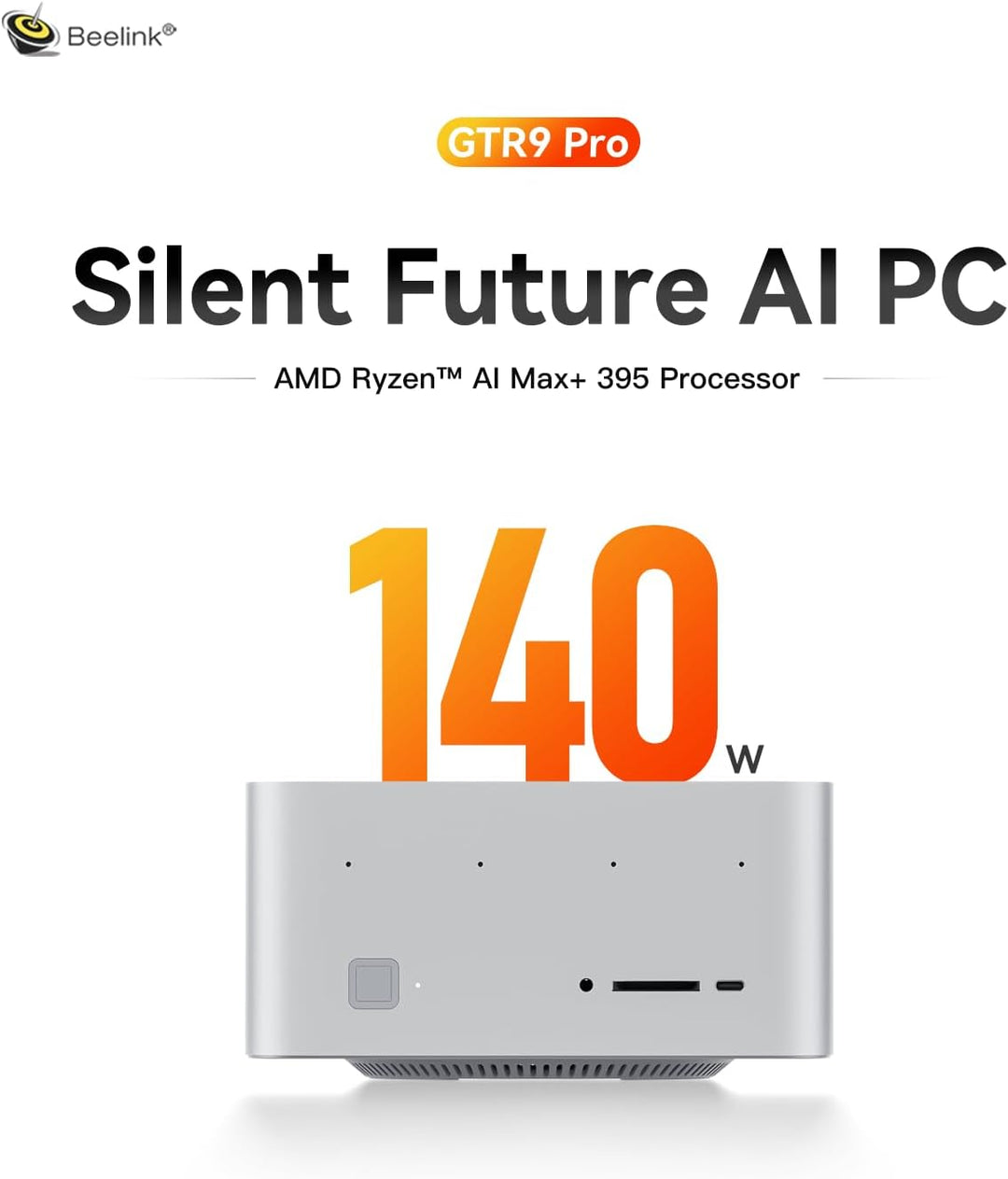Beelink GTR9 Pro Mini PC, AMD Ryzen AI Max+ 395 (126 Tops, 16C/32T, bis zu 5.1GHz), 128GB LPDDR5X 2T