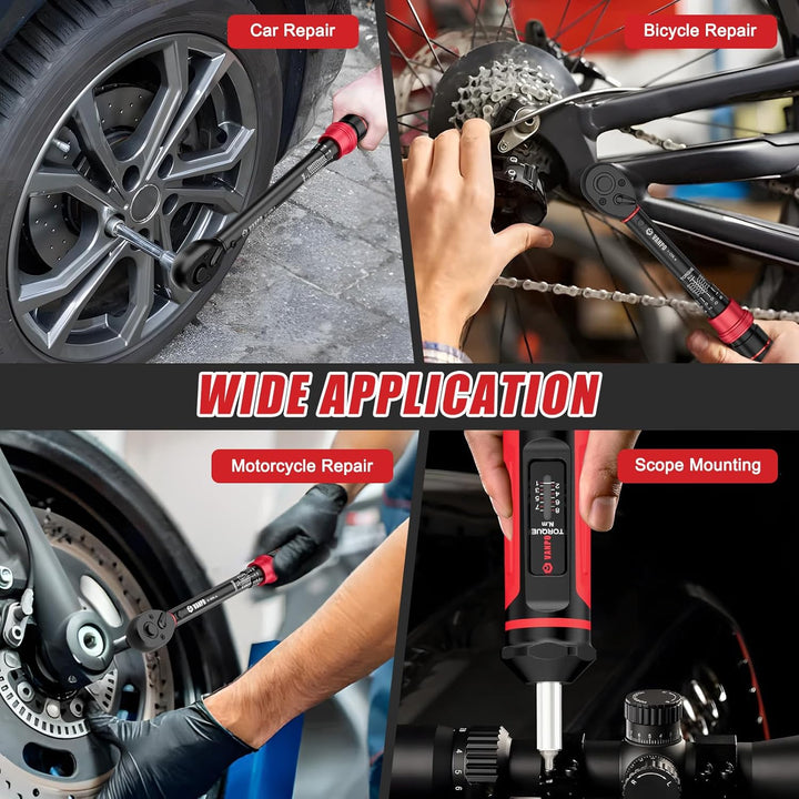 VANPO Drehmomentschlüssel 1/4 3/8 1/2, 7 Teilig Set 1-25Nm 5-60Nm 20-220Nm | Torque Wrench Set mit D
