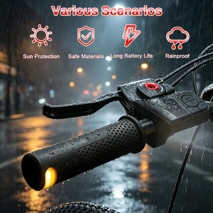 Blinker E Scooter Nachrüsten Set, Lenkergriffe für Elektroroller mit Integrierten Blinkern, IPX4 USB