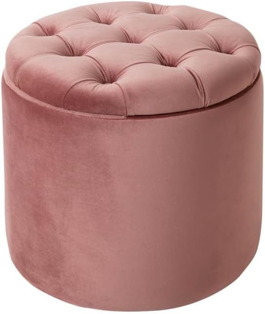 Riess Ambiente Eleganter Hocker MODERN BAROCK 50cm Altrosa Samt Couchtisch Tisch Aufbewahrungskorb S