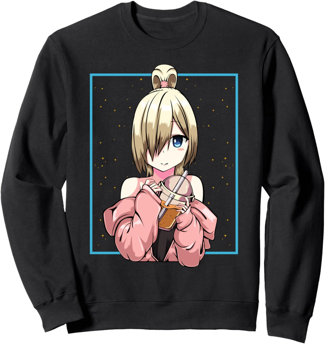 Bubble Tea Anime Girl Mädchen Kawaii Otaku Manga Kanji Süss Sweatshirt