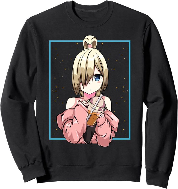 Bubble Tea Anime Girl Mädchen Kawaii Otaku Manga Kanji Süss Sweatshirt