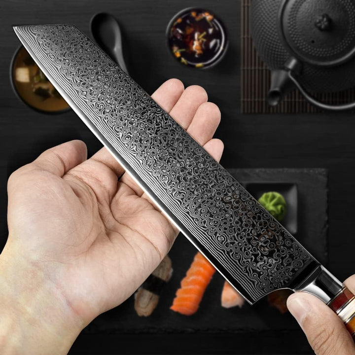 FANTECK 24cm Kiritsuke Damastmesser Kochmesser Scharf Profi Chefmesser Fleisch Obst Gyuto Allzweckme