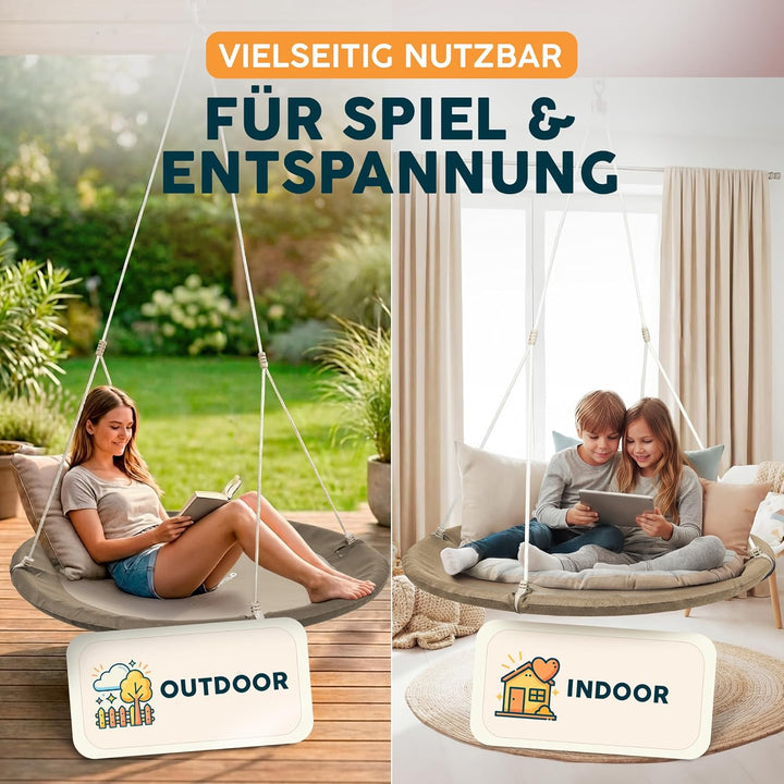 Nestschaukel Outdoor - [inkl. Abdeckhaube] - TÜV/GS geprüft - Höhenverstellbare Schaukel Outdoor und