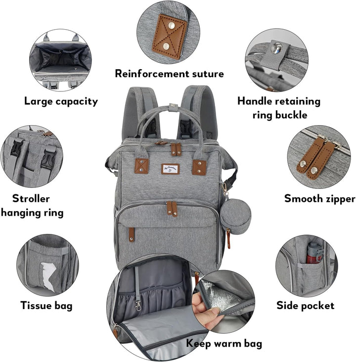 Generisch Wickeltasche Rucksack mit Wickelunterlage, wasserabweisend, mit isolierten Flaschenhaltern