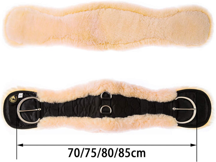 Merauno® Lammwolle Western Konturgurt Sattelgurt, aus Qualitäts Merino Lammwolle, spezielle anatomis