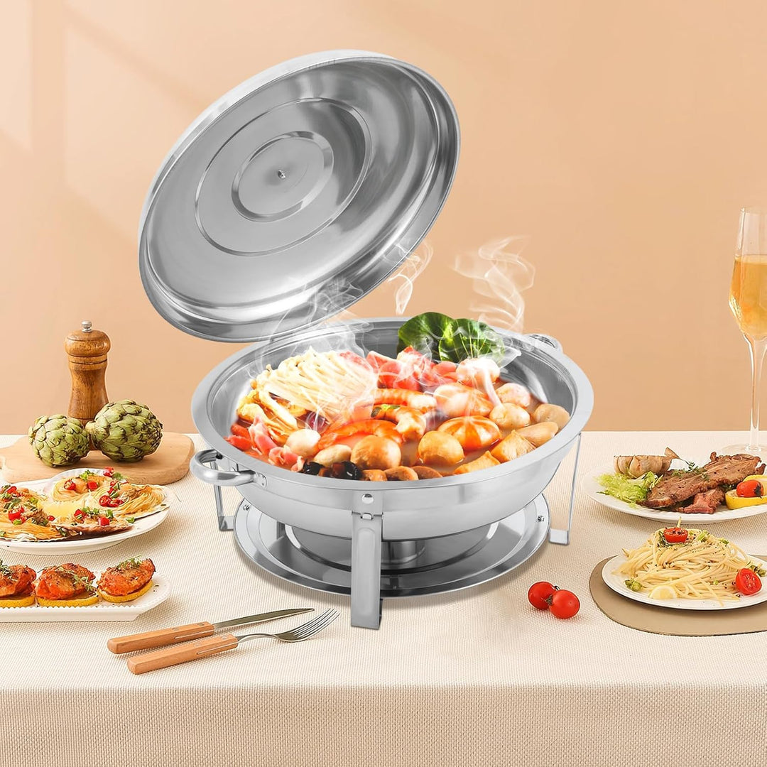 Runder Chafing Dish 9 Liter, Edelstahl Speisenwärmer mit Deckel Wärmebehälter Lebensmittel Warmer fü