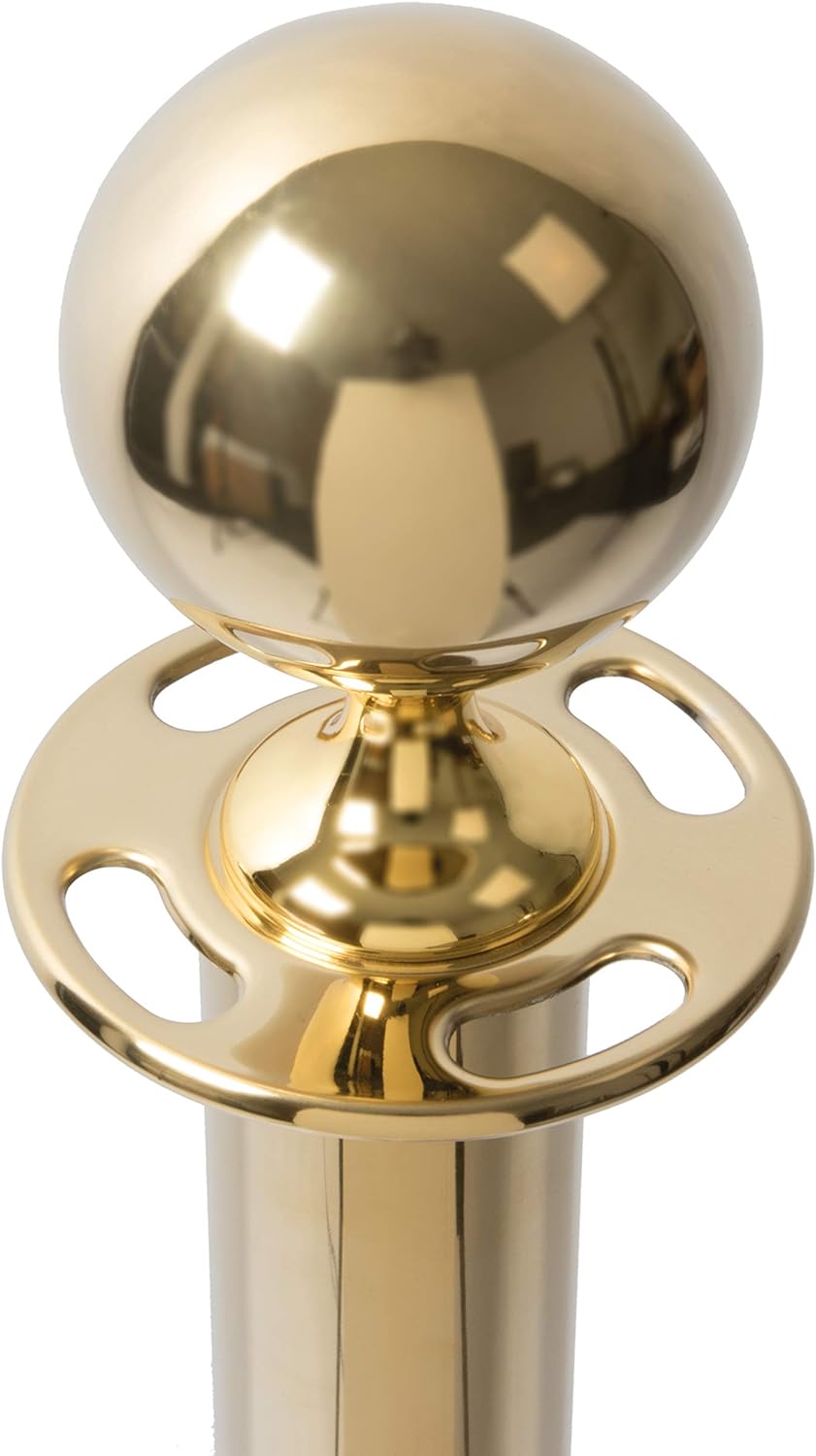 Securit Classic Barriere-Set – Gold – flach Head Post 100 cm & rund Boden 31 x 31 cm, Metall, 13 x 3