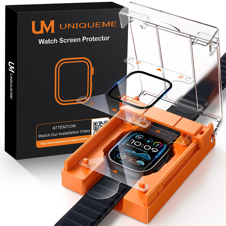 UniqueMe für 2 Stück Apple Watch Ultra 2/1 49mm Full Screen 7H Displayschutz - [Sicherer Halt] Langl