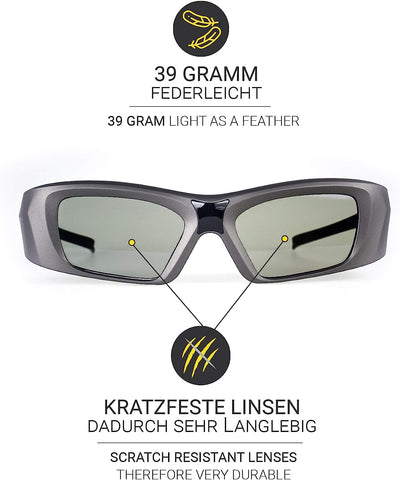 Hi-Shock BT/RF Pro Oxid Diamond | Bluetooth 3D Brille für 3DTV / HDR & 3D-RF Beamer von Sony, Epson,