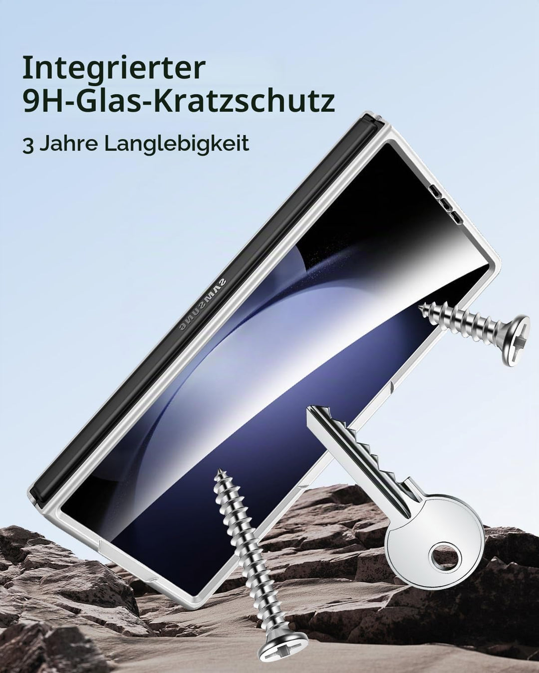 Miimall Kompatibel mit Samsung Galaxy Z Fold 5 Hülle mit S-Pen &amp; Stifthalter, [HD Displayschutz] Ult