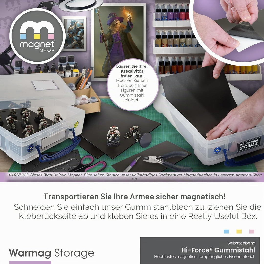 WarMag Gummi-Stahlbleche | Weiches Metallblech (eisenhaltig) für Wargaming-Miniaturen, Magnetdisplay