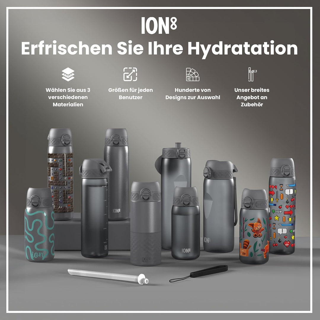 Ion8 1 Liter Trinkflasche, 1000ml, Auslaufsicher, Einhandöffnung, Sichere Verriegelung, Spülmaschine