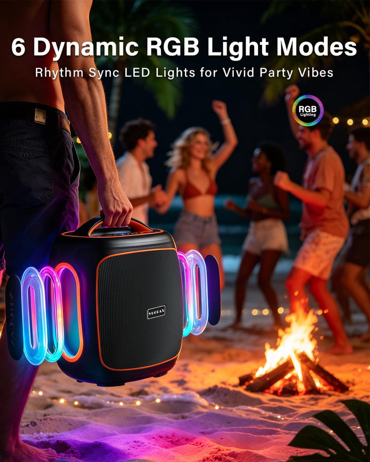 Bluetooth Lautsprecher Gross 120W, Tragbare Musikbox mit kraftvollem Sound, 6,5&