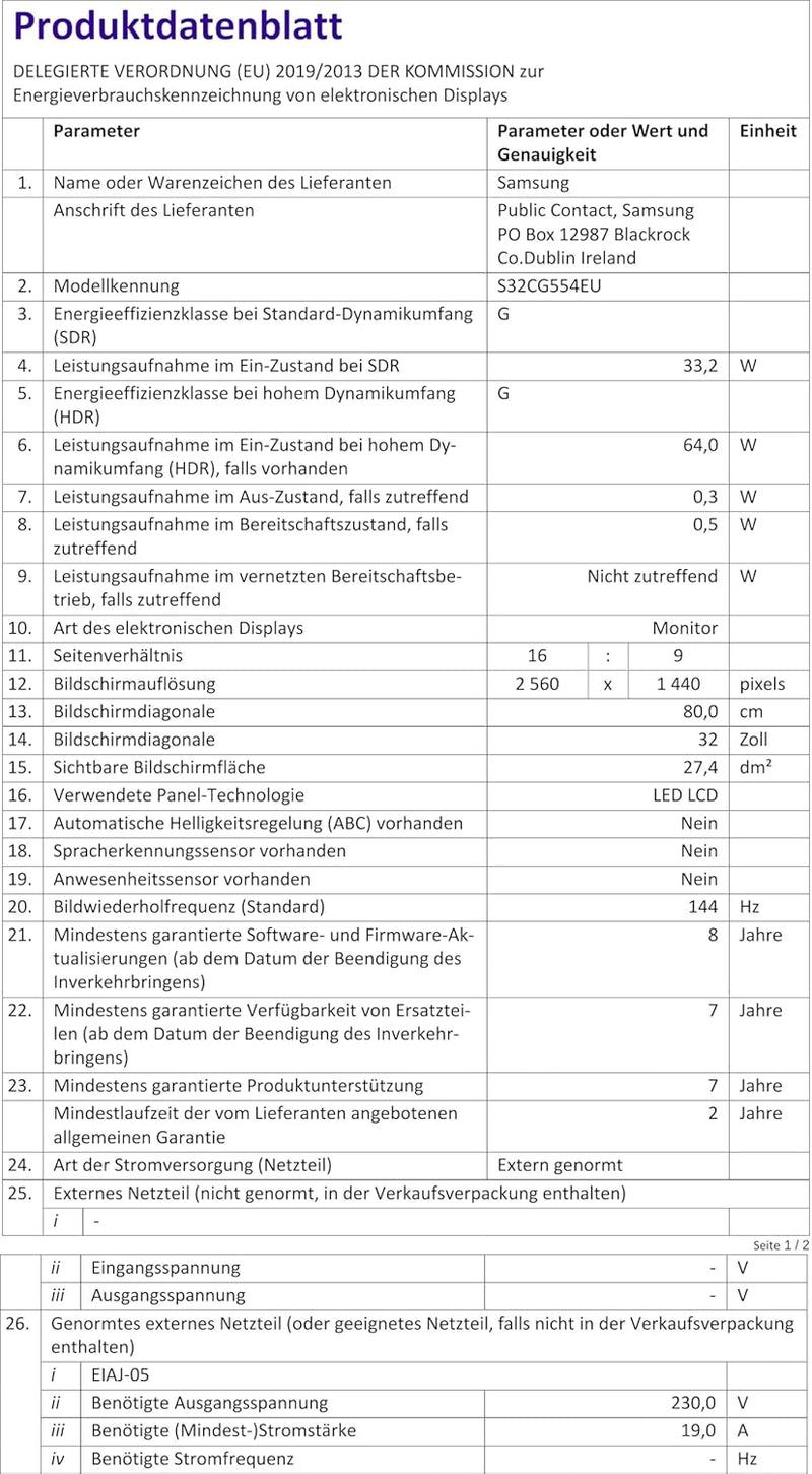 Samsung Odyssey G55C Curved Gaming Monitor, 32 Zoll, Bildschirm mit VA-Panel, 2.560 x 1.440 Pixel, 1