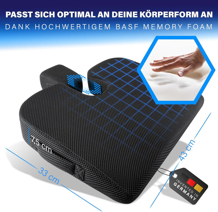 Keilsitzkissen - Orthopädisches Memory Foam Stuhl & Auto Kissen | Ergonomischer Sitzkeil für Büro, F