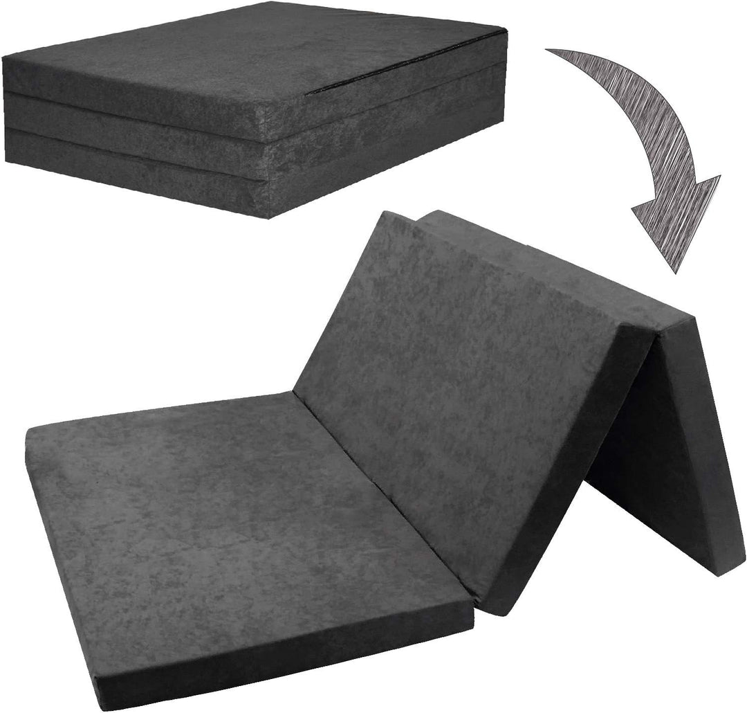 FORTISLINE Klappmatratze Gästematratze Grau 195x120x8cm Faltmatratze Bezug Waschbar 3-teilig Camping