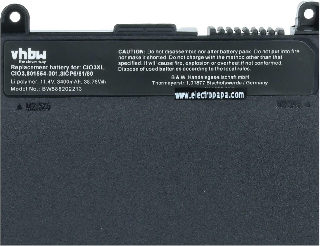 vhbw Akku kompatibel mit HP ProBook 650 G3 Z2W44ET, 650 G4, 655, 655 G2 Notebook (3400mAh, 11,4V, Li