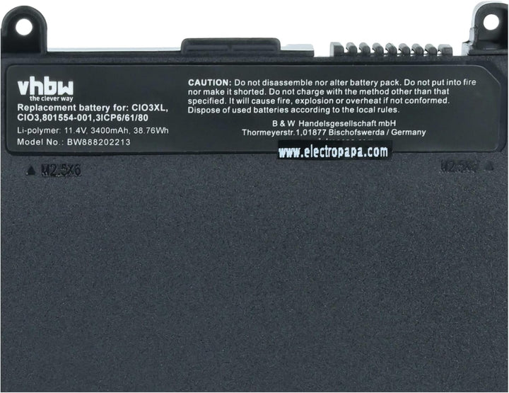 vhbw Akku kompatibel mit HP ProBook 650 G3 Z2W44ET, 650 G4, 655, 655 G2 Notebook (3400mAh, 11,4V, Li