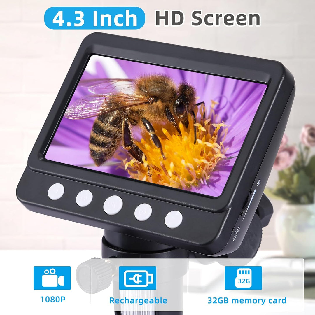 Koolertron Mikroskop Digital, 1080P HD 1000X Mikroskop, USB Mikroskop Mikroskoplupe für Leiterplatte