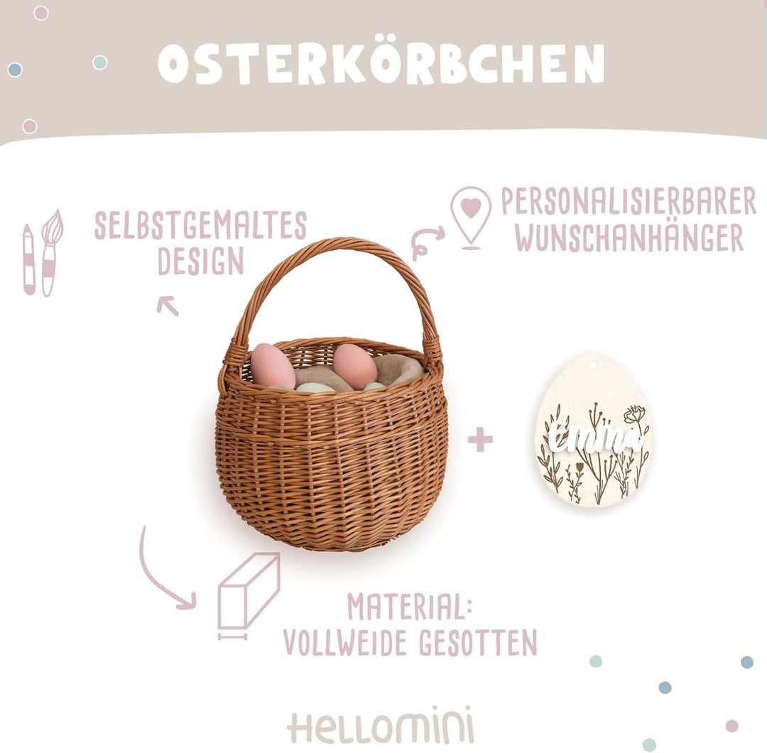 Personalisiertes Osterkörbchen – Weidenkörbchen für Kinder & Babys – Mit süssem Tier-Design – Ostere