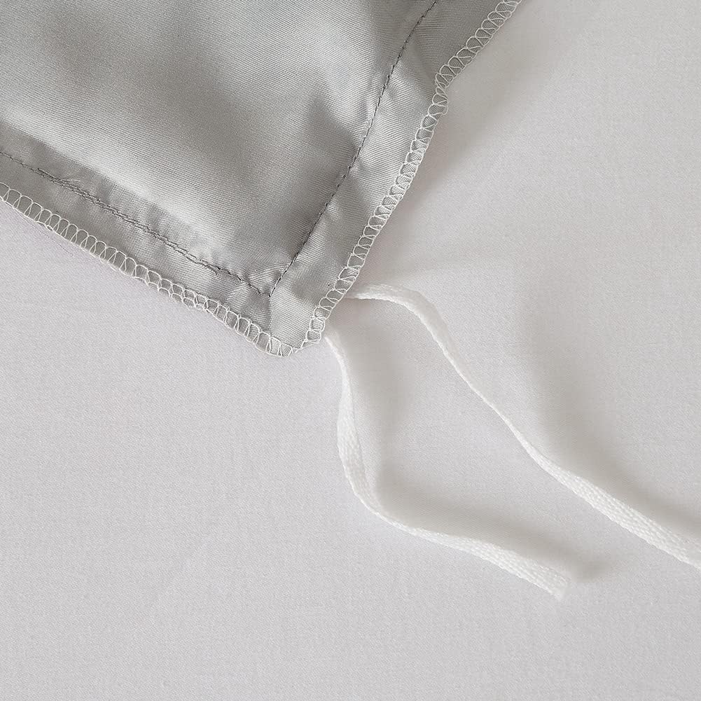 Omela Satin Bettwäsche Set 135x200 Silber Grau Einfarbig Unifarben Glatt Bettbezug mit Reissverschlu