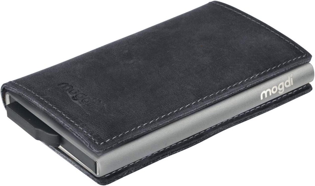 mogdi Nano Black Premium Herren Portmonee RFID Schutz Kartenetui Business Geldbörse feinstes A++ Ech