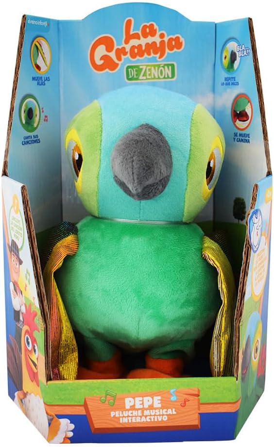 Bandai – La Farm De Zenon: Interaktives Plüschtier Lorito Pepe