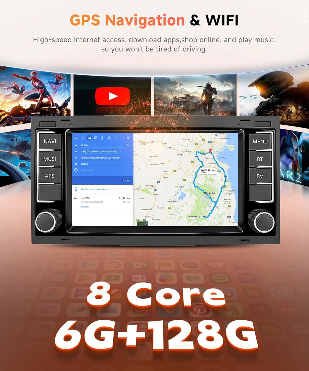 8 Core 6G+128G Android Autoradio für VW Touareg 2004-2011 VW Transporter T5 Multivan 2004-2009 Wirel