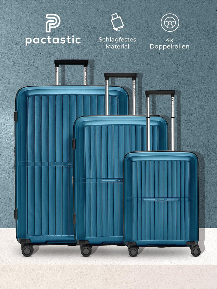 Pactastic Ultra leicht Hartschalen Koffer-Set 3-teilig | Robustes Polypropylen Material | mit Dehnfa