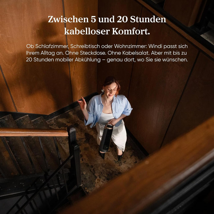 ‎Levoit Kompakt Turmventilator Akku DC Motor Indoor/Outdoor – alle Stufen leiser Ventilator, ab 20dB