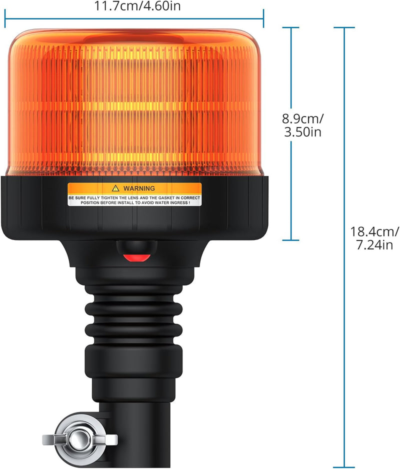 AUTOUTLET 2PCS Amber Rundumleuchte, 12 LEDs Warnleuchten 12-24V mit E9 Mark, IP56 Wasserdicht und 3