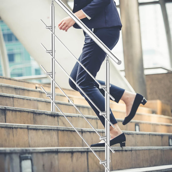 Jopassy Edelstahl Handlauf Geländer,Treppengeländer mit 4 Querstreben, Eingangsgeländer für Balkon T