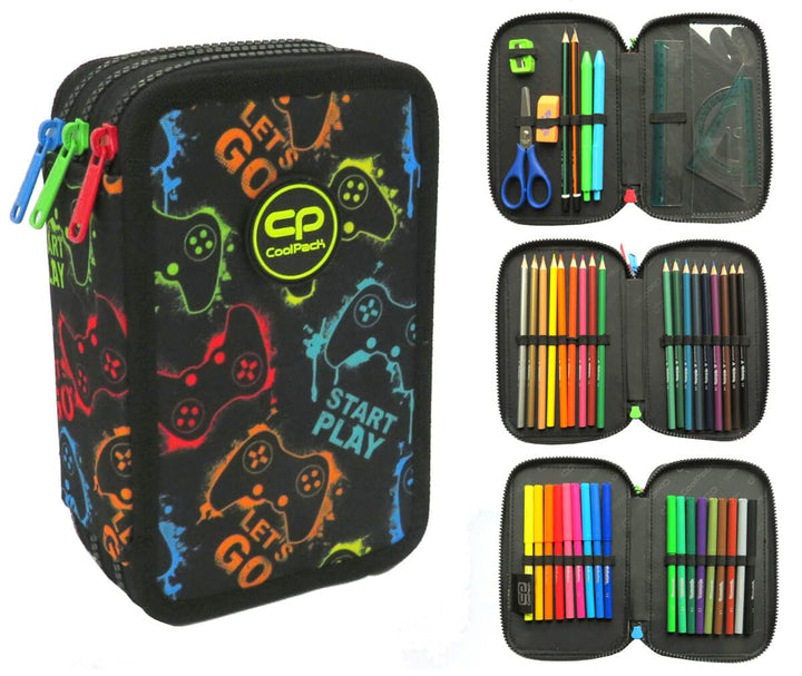 CoolPack XXL Federtasche, federmäppchen Junge, Federmappe Federmäppchen gross 44-teilig mit Aufnäher