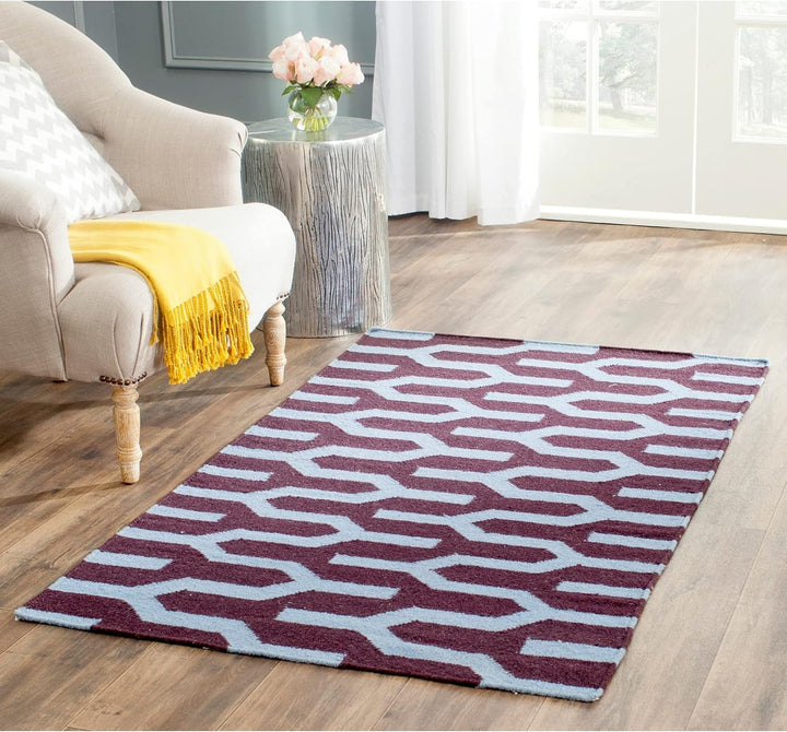 SAFAVIEH Zeitgenössische Teppich für Wohnzimmer, Esszimmer, Schlafzimmer - Dhurrie Collection, Kurze