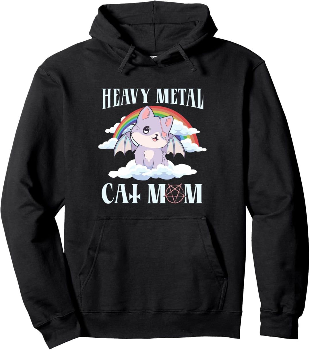 Kawaii Cat Pastel Goth Heavy Metal Cat Mom Pentagramm Okkult Pullover Hoodie