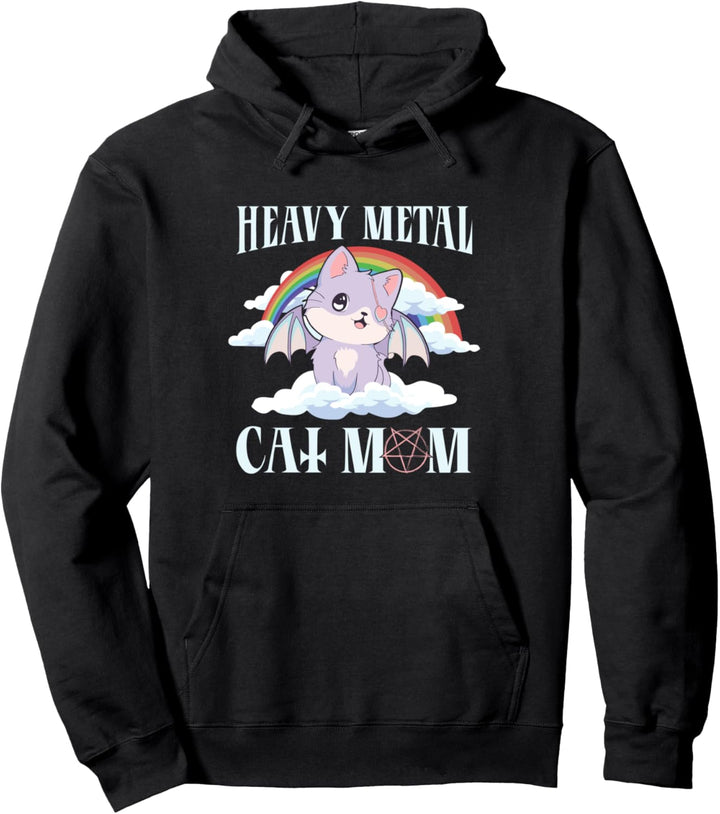 Kawaii Cat Pastel Goth Heavy Metal Cat Mom Pentagramm Okkult Pullover Hoodie