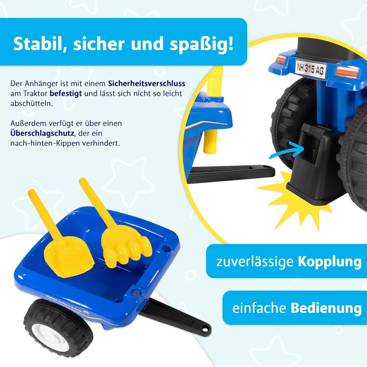 Rutschauto Traktor New Holland ab 1 Jahr | Kinderauto mit Anhänger | Rutschfahrzeug mit Schaufel und