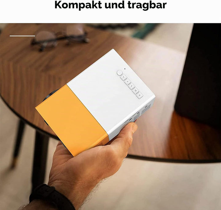 YG300 Tragbarer Projektor, 4:3 HD 1080P Kleiner Filmprojektor, Unterstützt USB, HD, AV, Speicherkart